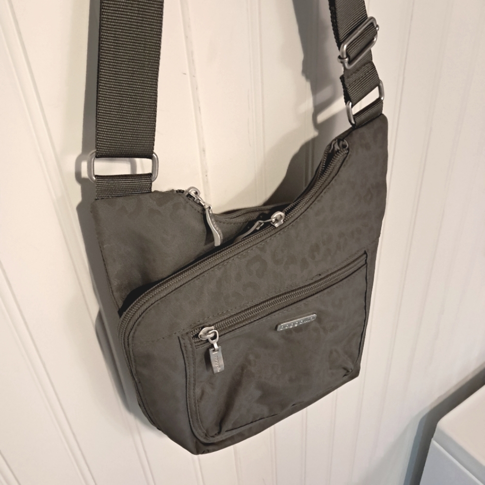 Baggallini Gray Crossbody Bag with Subtle Animal Print
